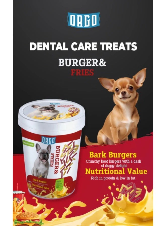 اورغو أورجو مكافآت العناية بالأسنان للكلاب بنكهة البرجر والبطاطس المقلية 325 جم - Image 2